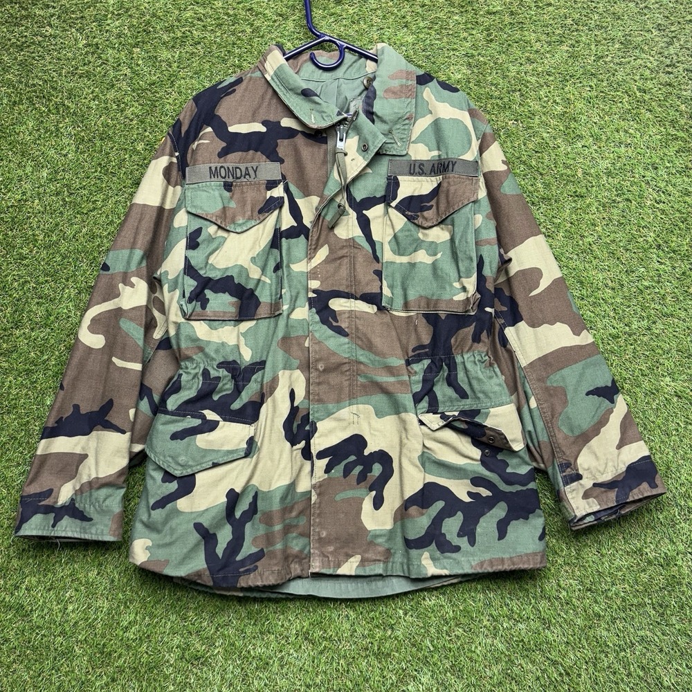 US Army Military Jacket Mens Medium Regular Ripstop BDU Coat Woodland Camouflage